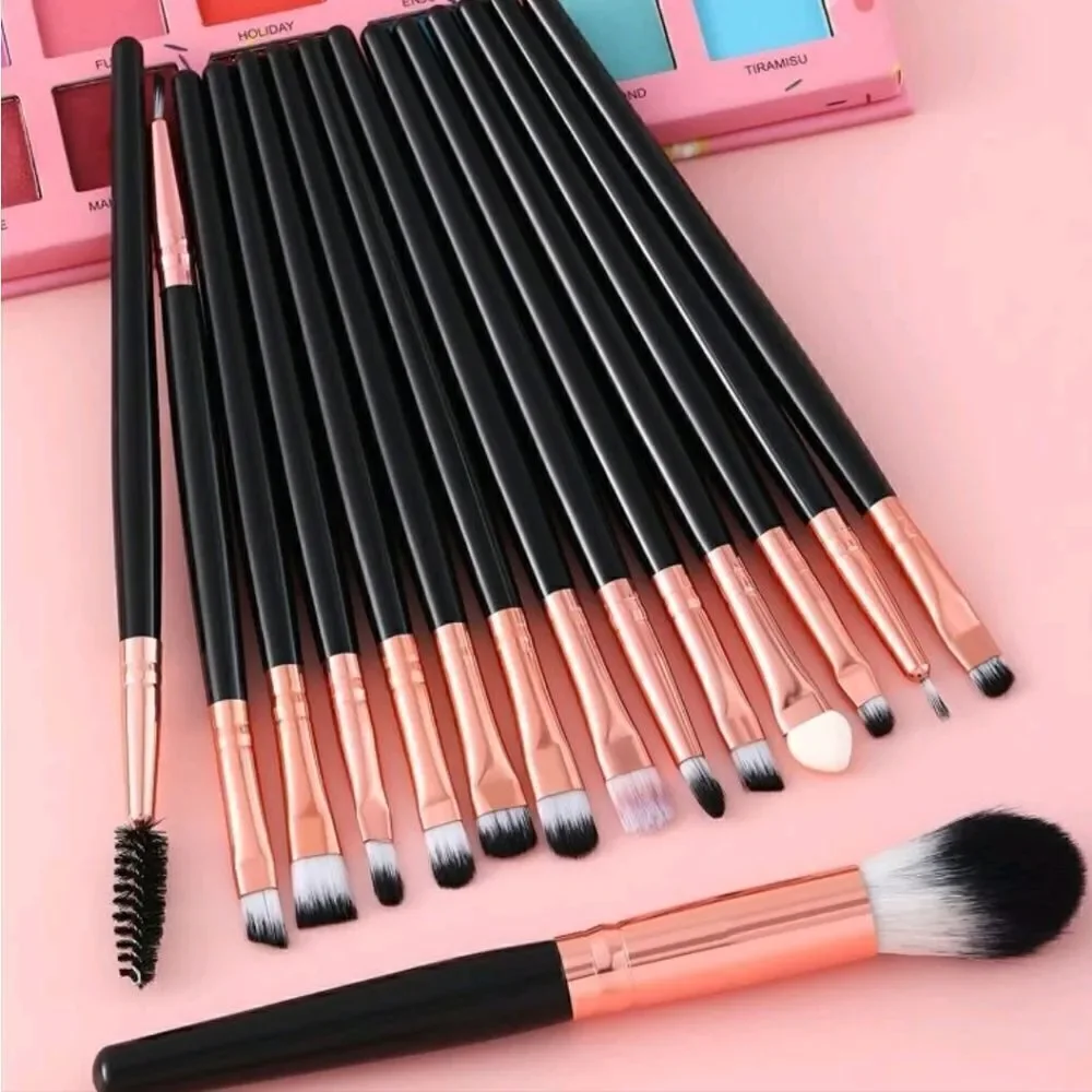 👋 15 piece dual fiber black makeup brush set | Mix And Match 3/$20
